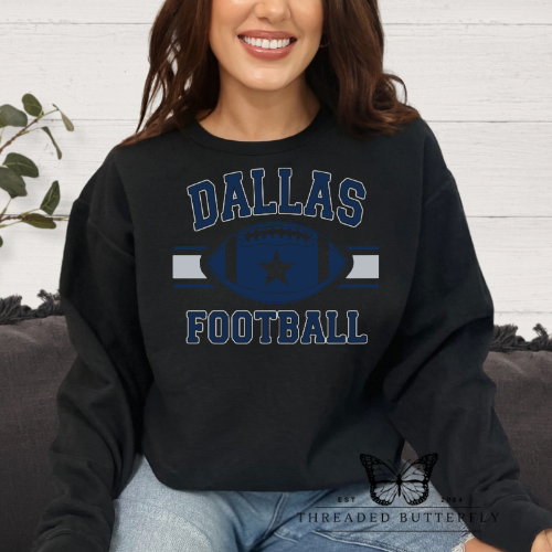 Blue & Silver 'Dallas Football' Gildan Crewneck Sweatshirt