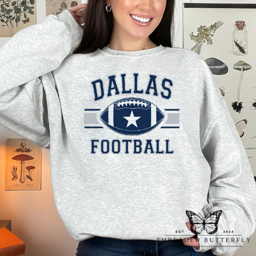 Blue & Silver 'Dallas Football' Gildan Crewneck Sweatshirt