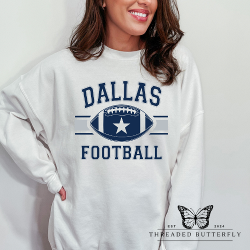 Blue & Silver 'Dallas Football' Gildan Crewneck Sweatshirt